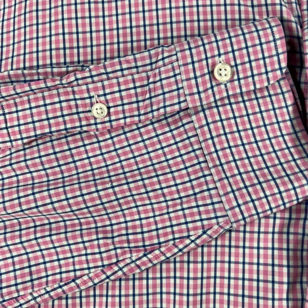 Polo Ralph Lauren Shirt Mens 2XL XXL Pink Blue Check Long Sleeve Performance